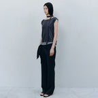 CACELE LAYERED NECK STRAP T-SHIRT, CHARCOAL