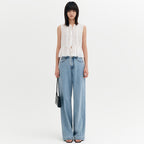 LOOKAST RENEE SHEER RIBBON SLEEVELESS BLOUSE_WHITE