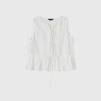 LOOKAST RENEE SHEER RIBBON SLEEVELESS BLOUSE_WHITE