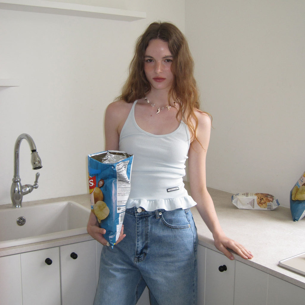 APPAREL ARCHIVE Bobo frill sleeveless - Skyblue
