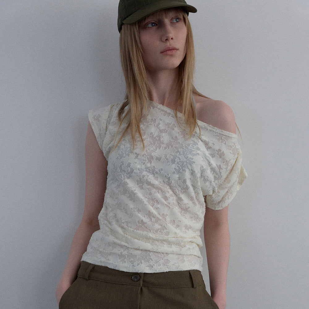 UUNE SCENE [3rd reorder]Jacquard Cowl-Neck Top_Ivory