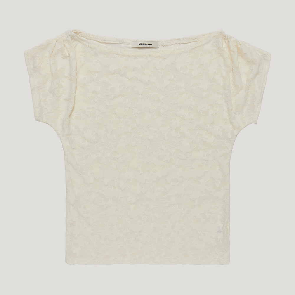 UUNE SCENE [3rd reorder]Jacquard Cowl-Neck Top_Ivory