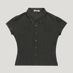 UUNE SCENE [3rd reorder]Sheer Cap Sleeve Shirt_Charcoal