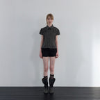 UUNE SCENE [3rd reorder]Sheer Cap Sleeve Shirt_Charcoal