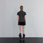 UUNE SCENE [3rd reorder]Sheer Cap Sleeve Shirt_Charcoal