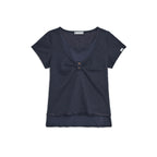 HUGYOURSKIN Layered henry neck top (Navy)