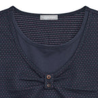 HUGYOURSKIN Layered henry neck top (Navy)