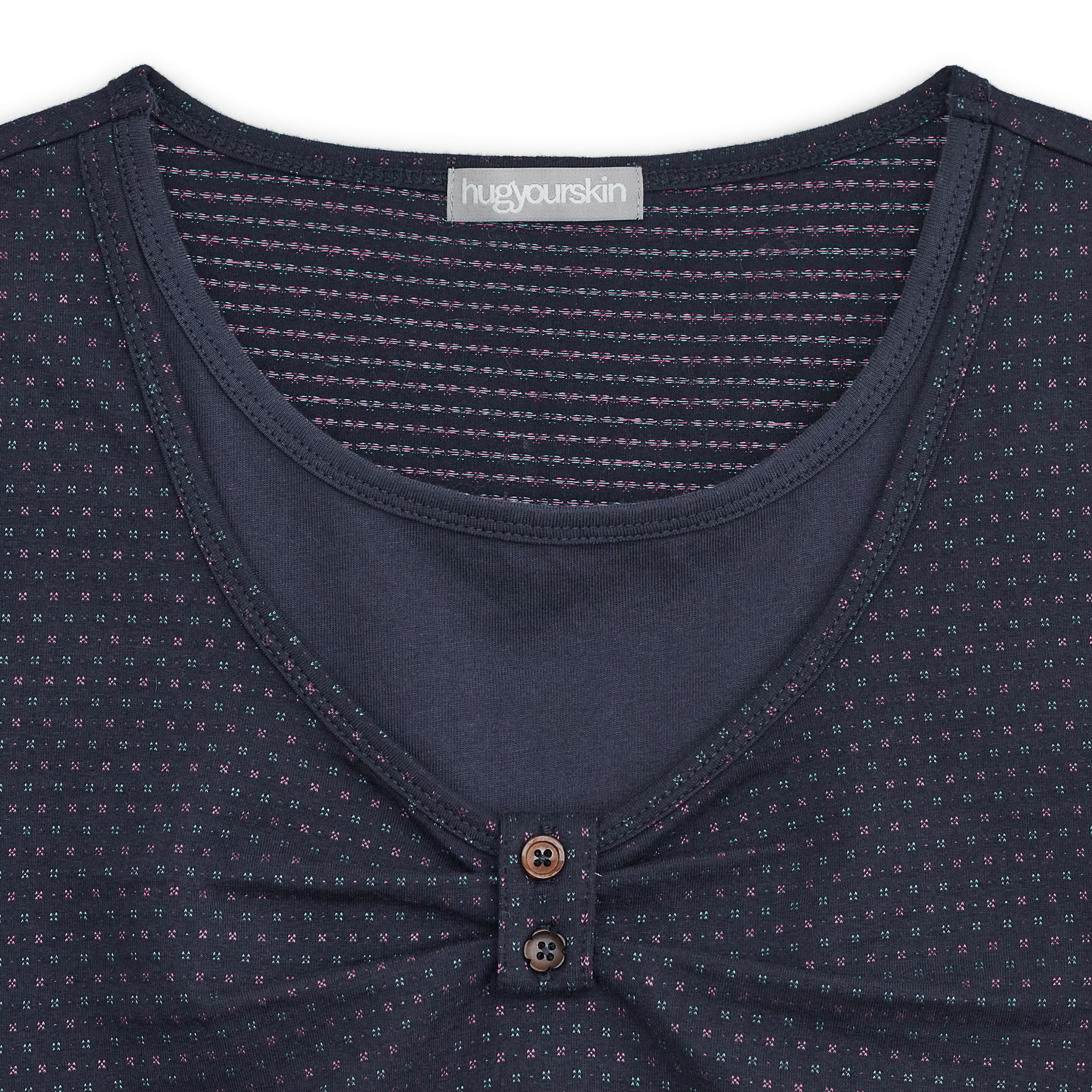 HUGYOURSKIN Layered henry neck top (Navy)
