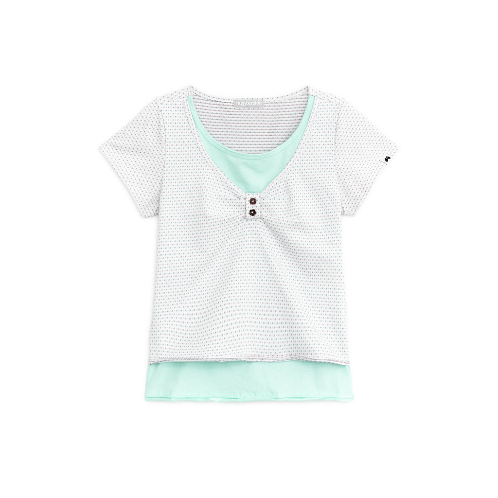 HUGYOURSKIN Layered henry neck top (White)