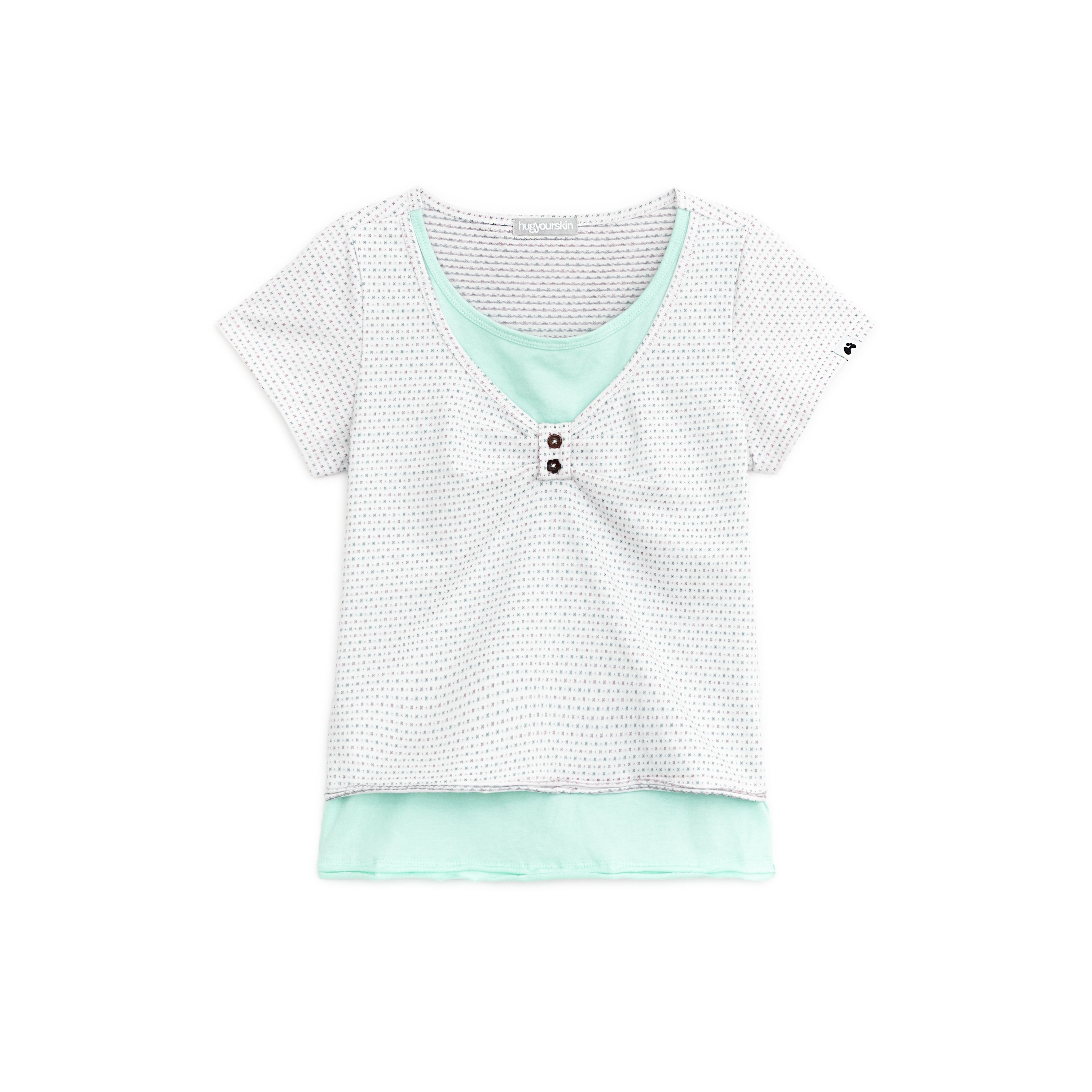 HUGYOURSKIN Layered henry neck top (White)