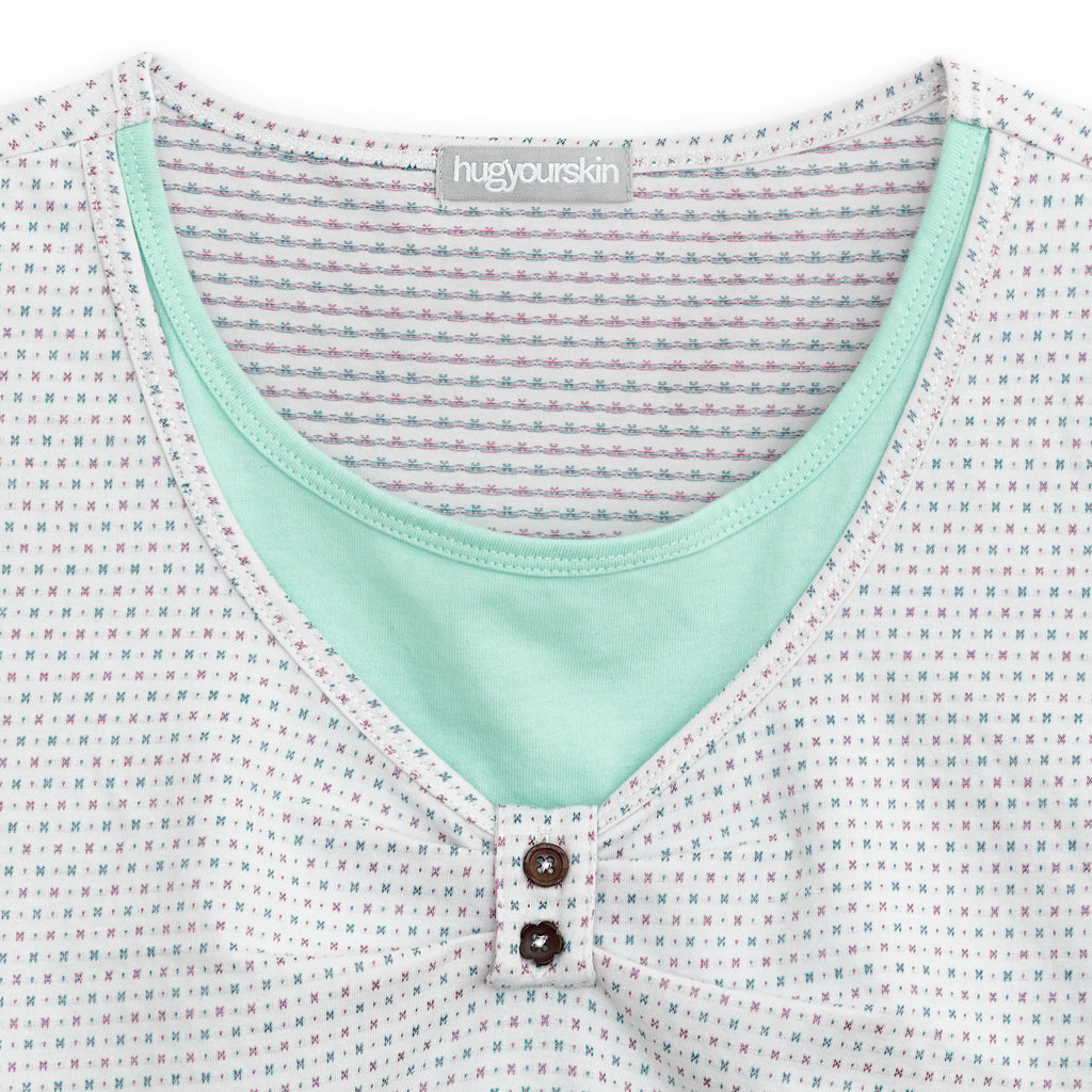 HUGYOURSKIN Layered henry neck top (White)