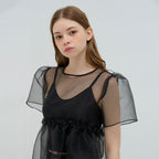 CAMINO Organza layered blouse black