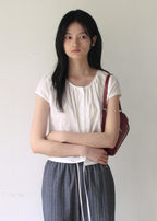 MOAT CAP-SLEEVE LACE BLOUSE (sand ivory)