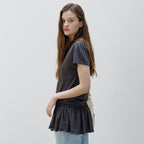 BRENDA BRENDEN SEOUL shirring long tee - charcoal