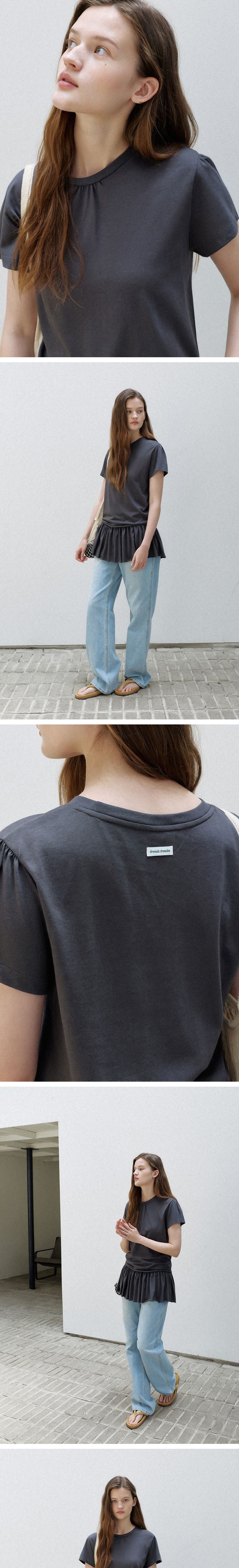 BRENDA BRENDEN SEOUL shirring long tee - charcoal