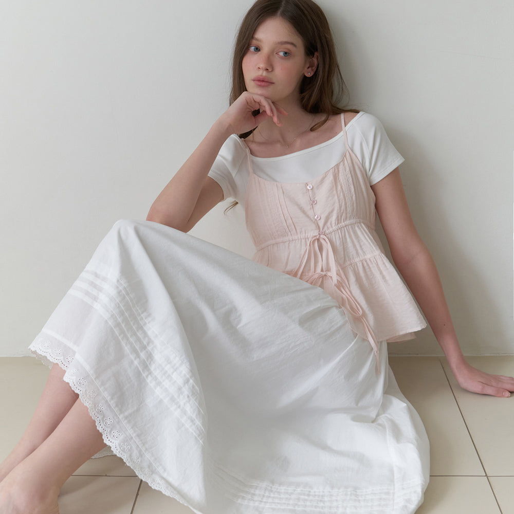 RE_L [2nd] Soop layered sleeveless blouse (powder pink)