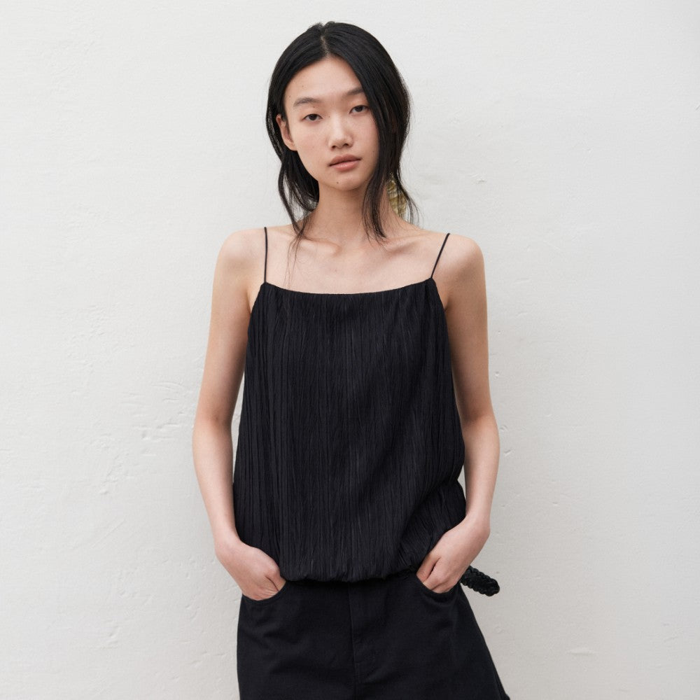 MANGOMANYPLEASE SEEN PLEATS BLOUSE_BLACK