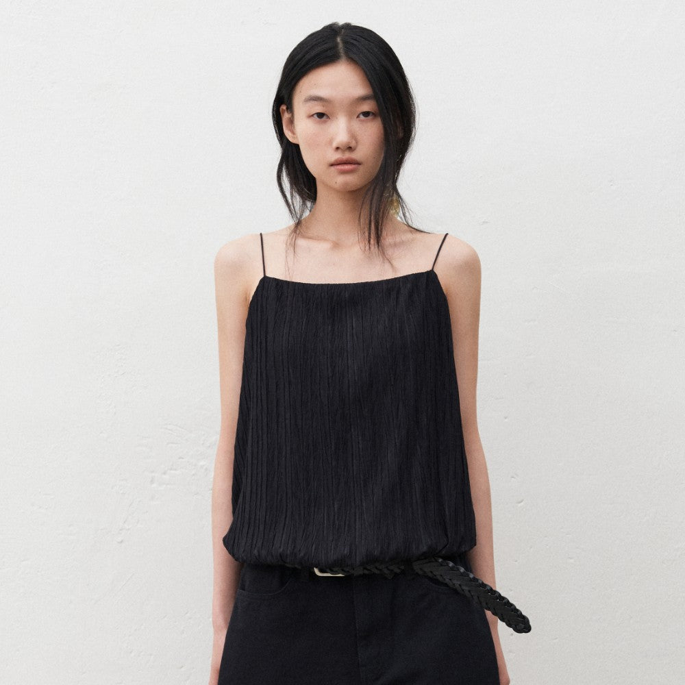 MANGOMANYPLEASE SEEN PLEATS BLOUSE_BLACK