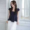 NouArté Eve Button Blouse (Navy)