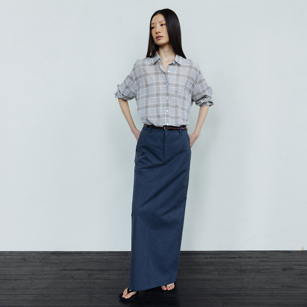 AND YOU Carlsberg loose fit check shirt (Light blue check/Navy check)_2GMUBL15