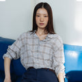 AND YOU Carlsberg loose fit check shirt (Light blue check/Navy check)_2GMUBL15