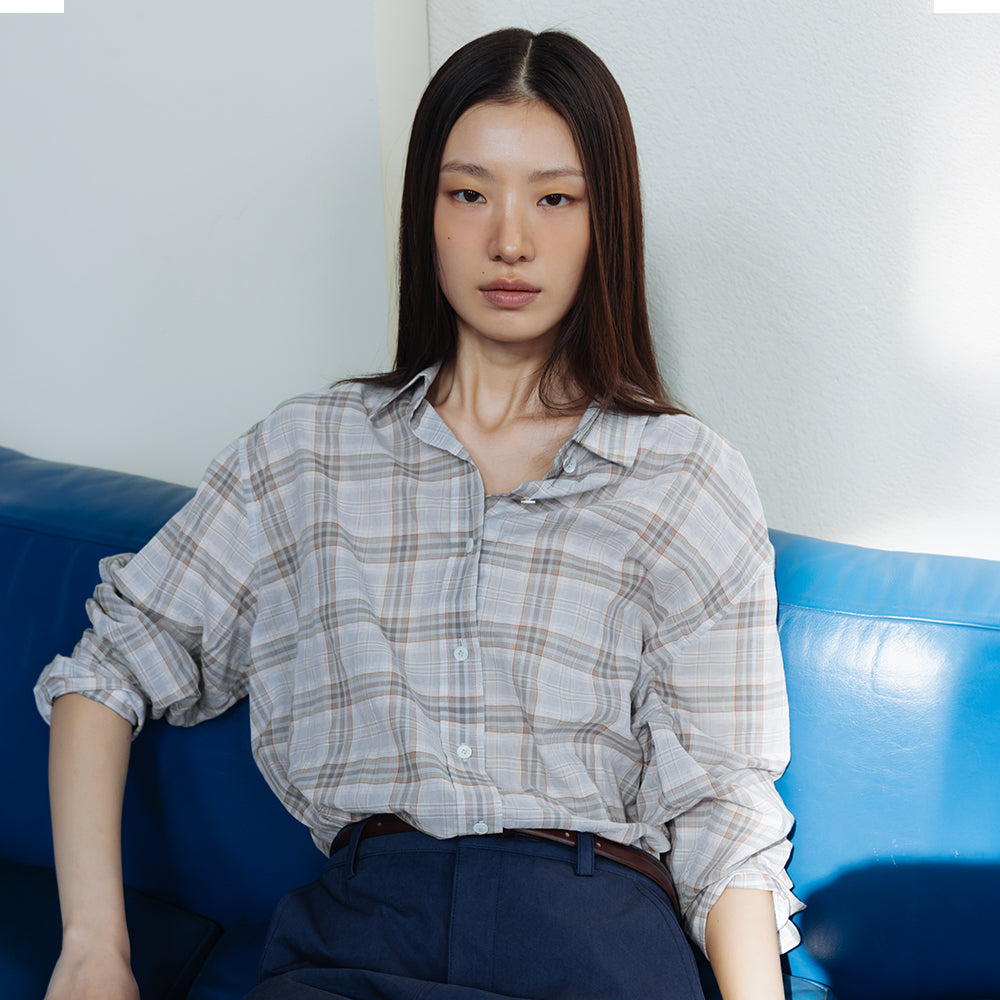 AND YOU Carlsberg loose fit check shirt (Light blue check/Navy check)_2GMUBL15