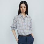 AND YOU Carlsberg loose fit check shirt (Light blue check/Navy check)_2GMUBL15