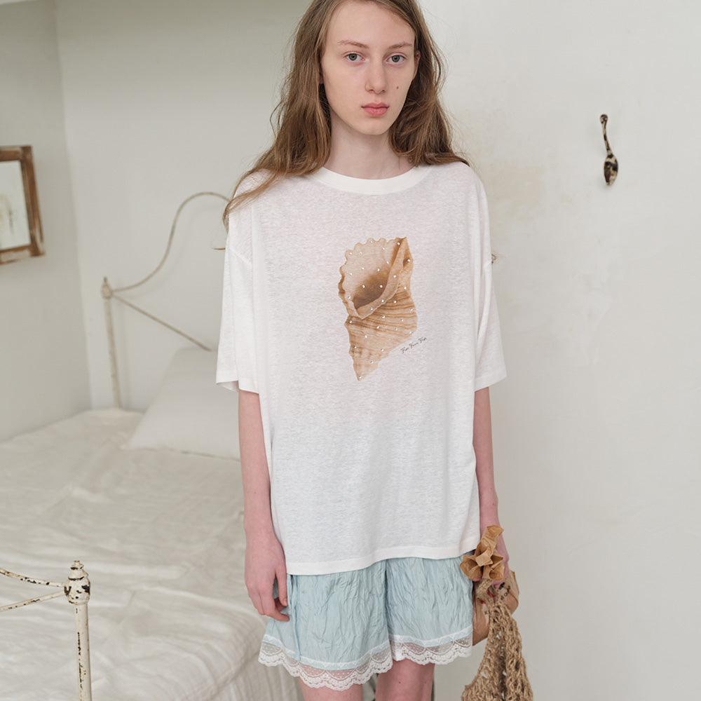 FUN FROM FUN Shell Sparkle Tee, White
