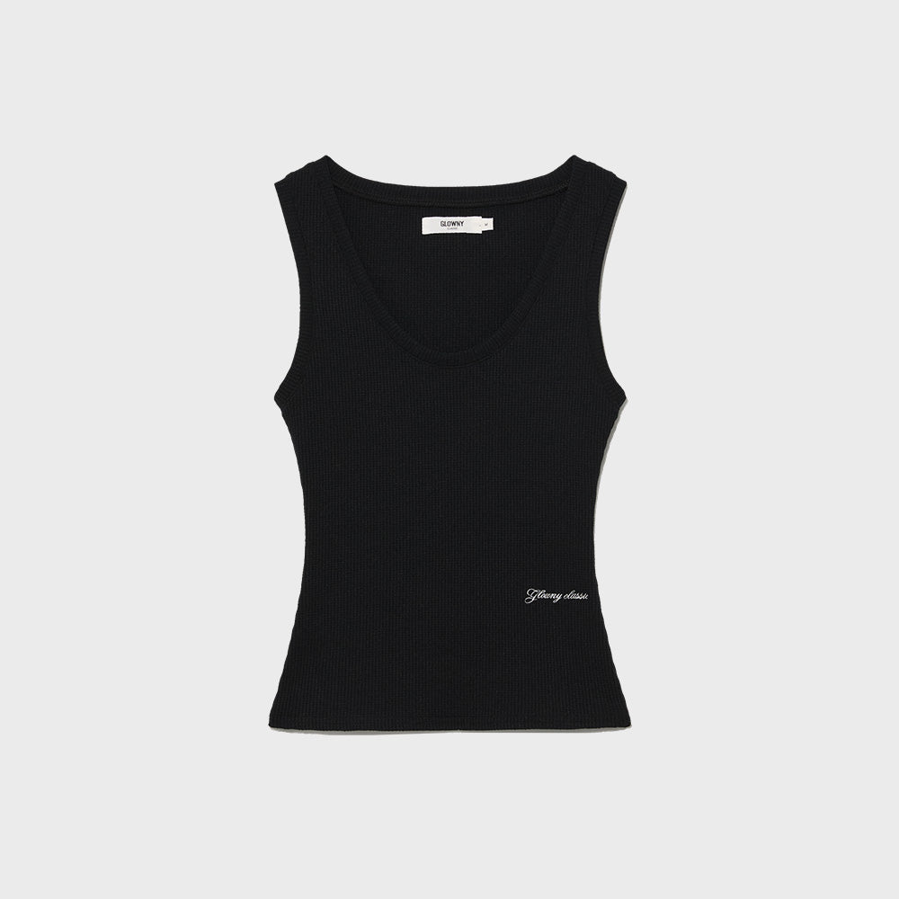 GLOWNY ROCKY WAFFLE SLEEVELESS TOP 2.0 (BLACK)