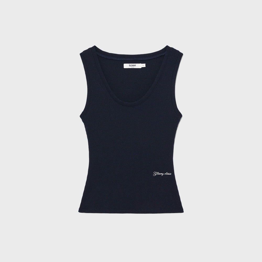 GLOWNY ROCKY WAFFLE SLEEVELESS TOP 2.0 (NAVY)