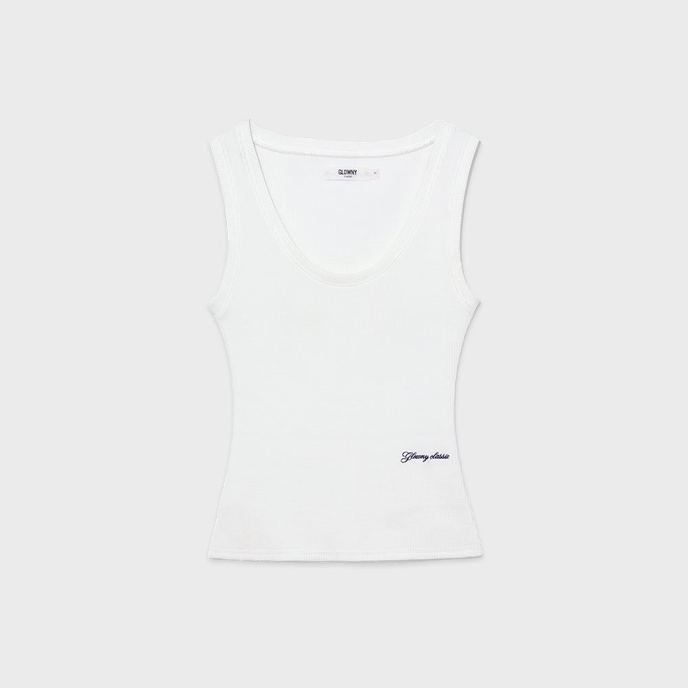 GLOWNY ROCKY WAFFLE SLEEVELESS TOP 2.0 (WHITE)