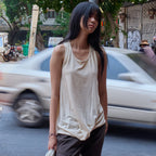 WELLBEING EXPRESS Draped Sleeveless Yellow