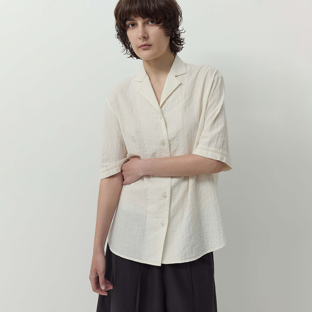 ROUGH SIDE WHITE LABEL Vernal Half Shirt Ivory