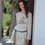 OURNOSTALGIA Linen Pony Fringe T-Shirt_Natural(OB6TP07)