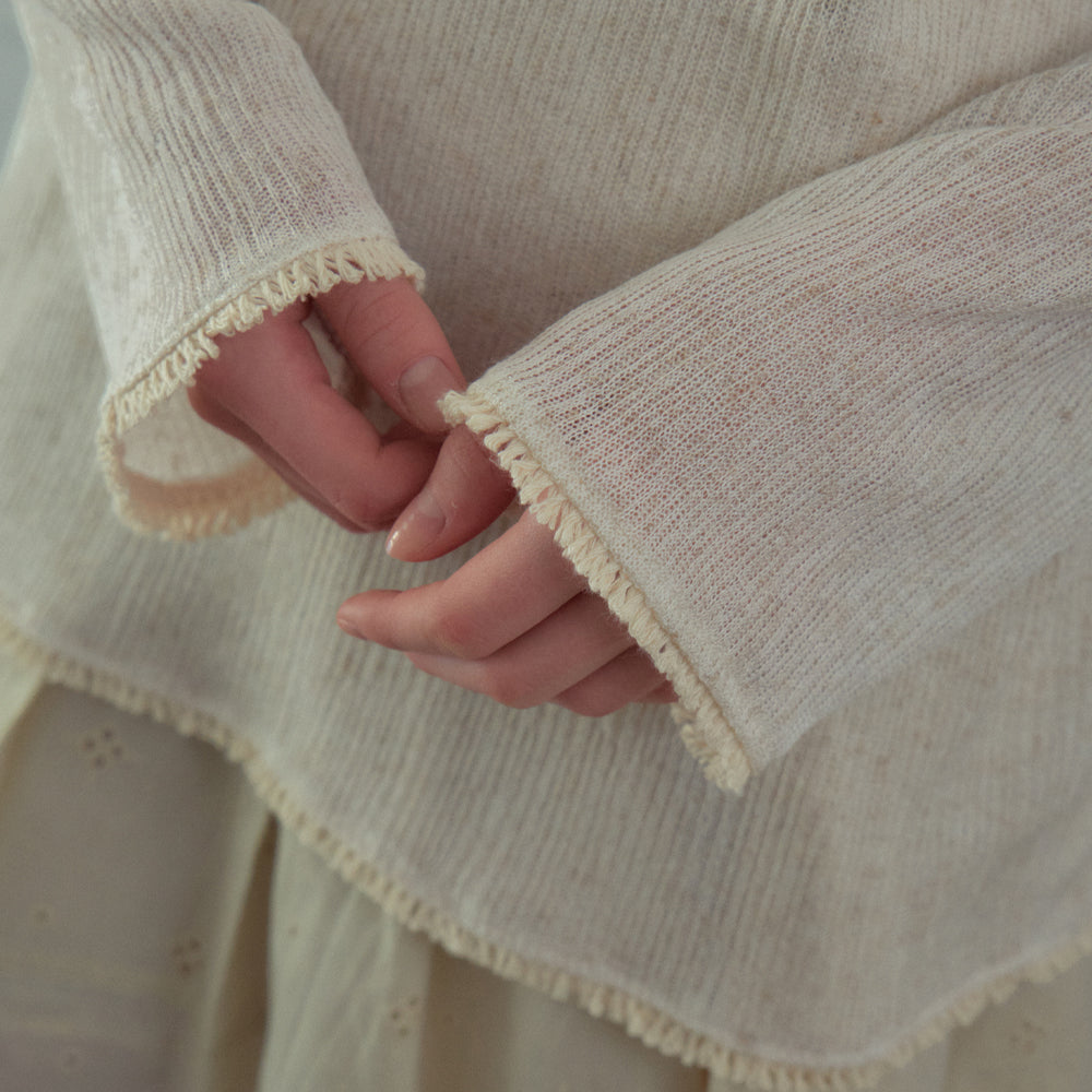 OURNOSTALGIA Linen Pony Fringe T-Shirt_Natural(OB6TP07)