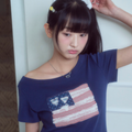 Rogin N Rosie USA banner lace one shoulder T-shirt Navy