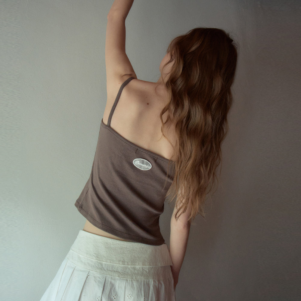 OURNOSTALGIA Deli Lace Sleeveless T-Shirt_Brown(OB6TP08)