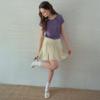 OURNOSTALGIA Jacquard Button Half T-Shirt_Vintage Purple(OB6TP15)