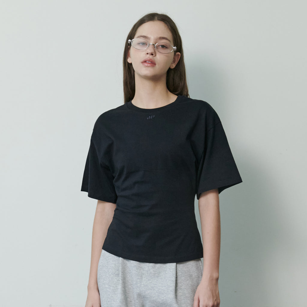 NUVAIV Women's Slim Fit Wide Short Sleeve T-Shirt [Black]