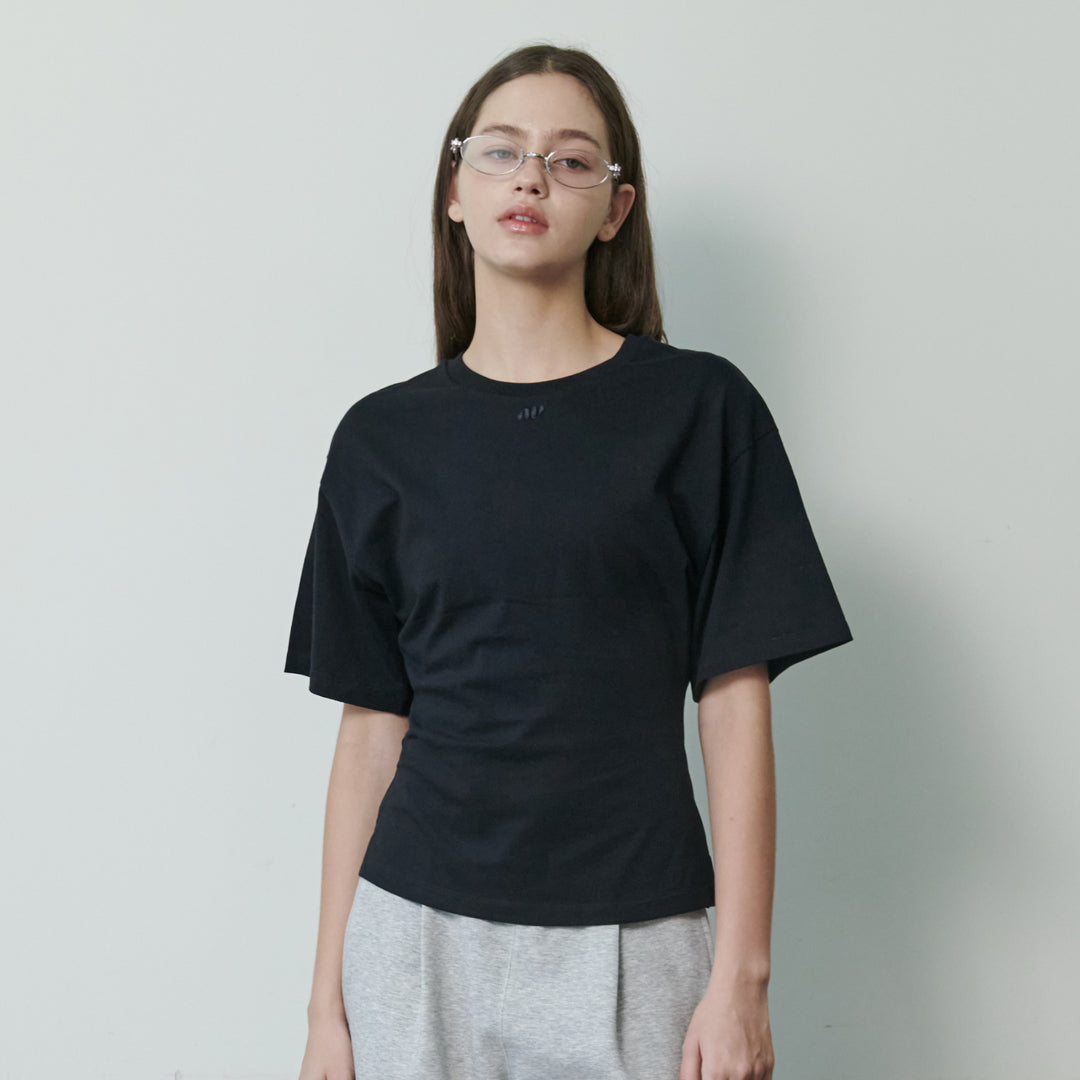 NUVAIV Women's Slim Fit Wide Short Sleeve T-Shirt [Black]