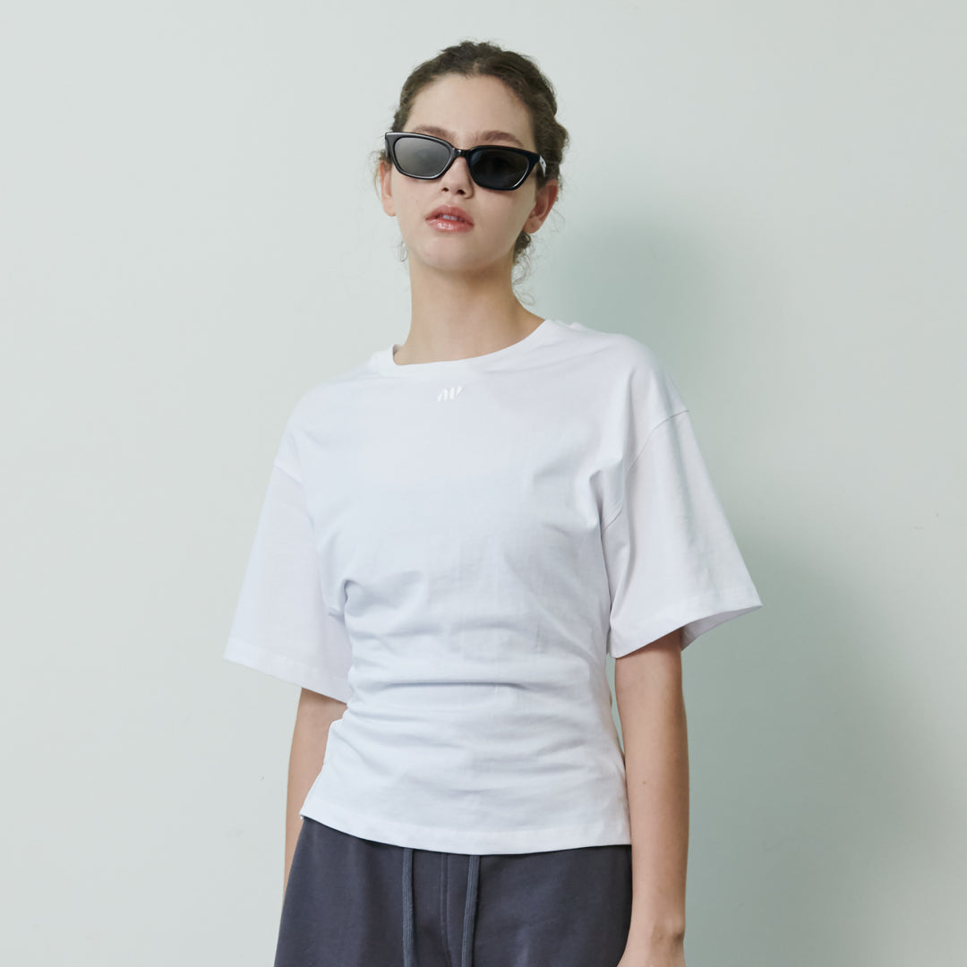 NUVAIV Women's Slim Fit Wide Short Sleeve T-Shirt [White]
