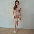 OURNOSTALGIA Avel Lace Check Blouse_Red(OB6BL12)
