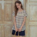 OURNOSTALGIA Avel Lace Check Blouse_Light Blue(OB6BL12)