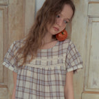 OURNOSTALGIA Avel Lace Check Blouse_Light Blue(OB6BL12)