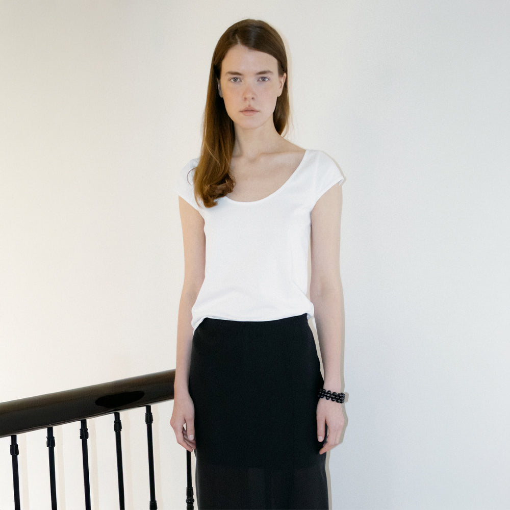 Carriere DEEP SCOOP-NECK JERSEY TOP - WHITE