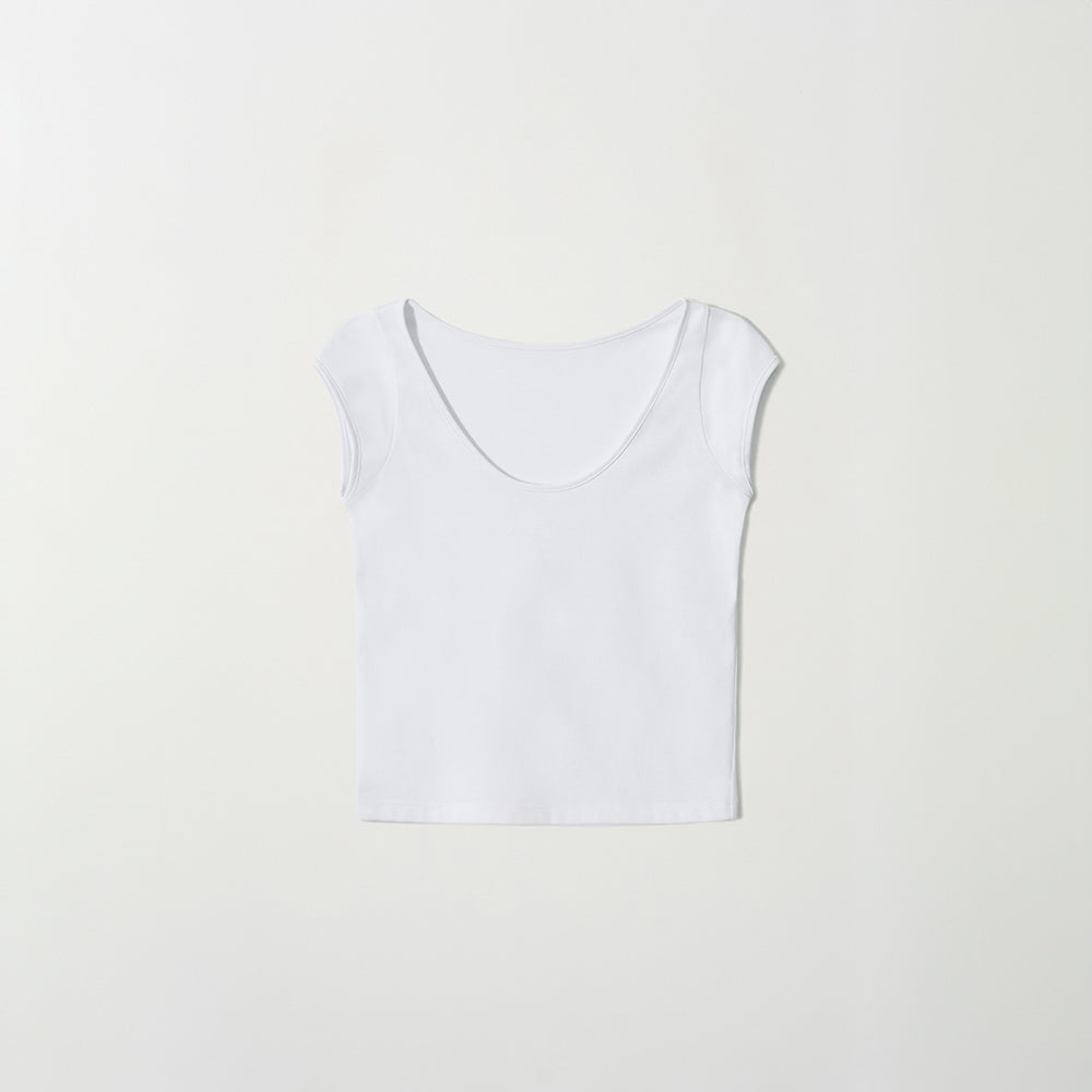 Carriere DEEP SCOOP-NECK JERSEY TOP - WHITE