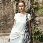 Siyazu SITP5300 See-through cap sleeve slim short sleeve tee_White