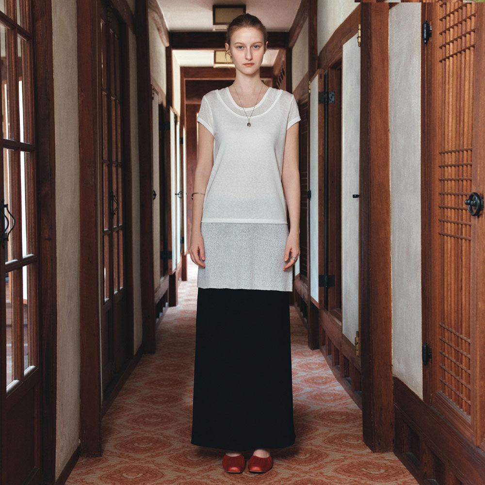 Siyazu SITP5300 See-through cap sleeve slim short sleeve tee_White