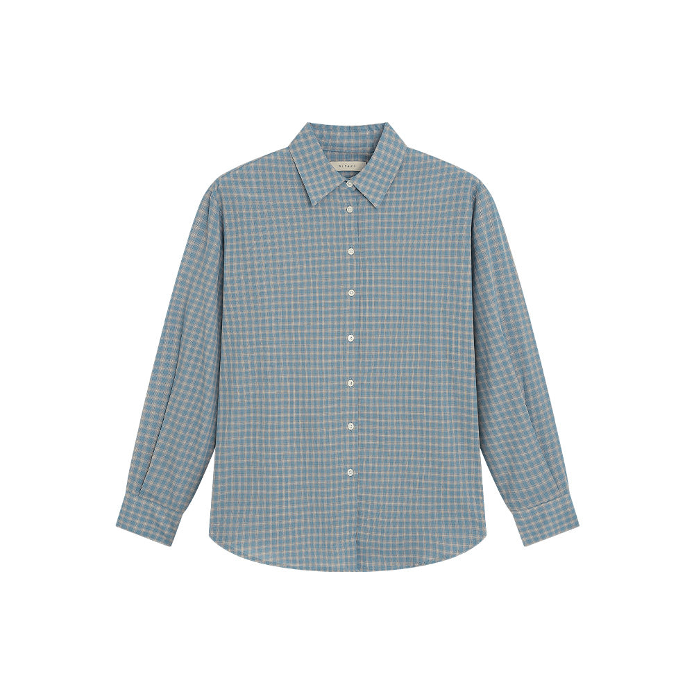 Siyazu SITP5299 Summer check shirt_Pale blue