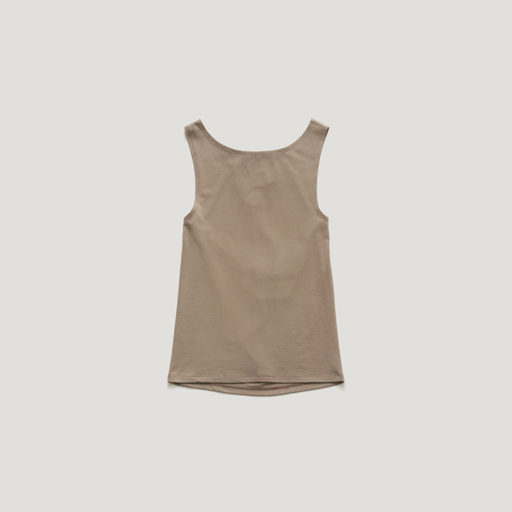 FARVEN NOIRA BACK RIBBON SLEEVELESS TOP_BEIGE
